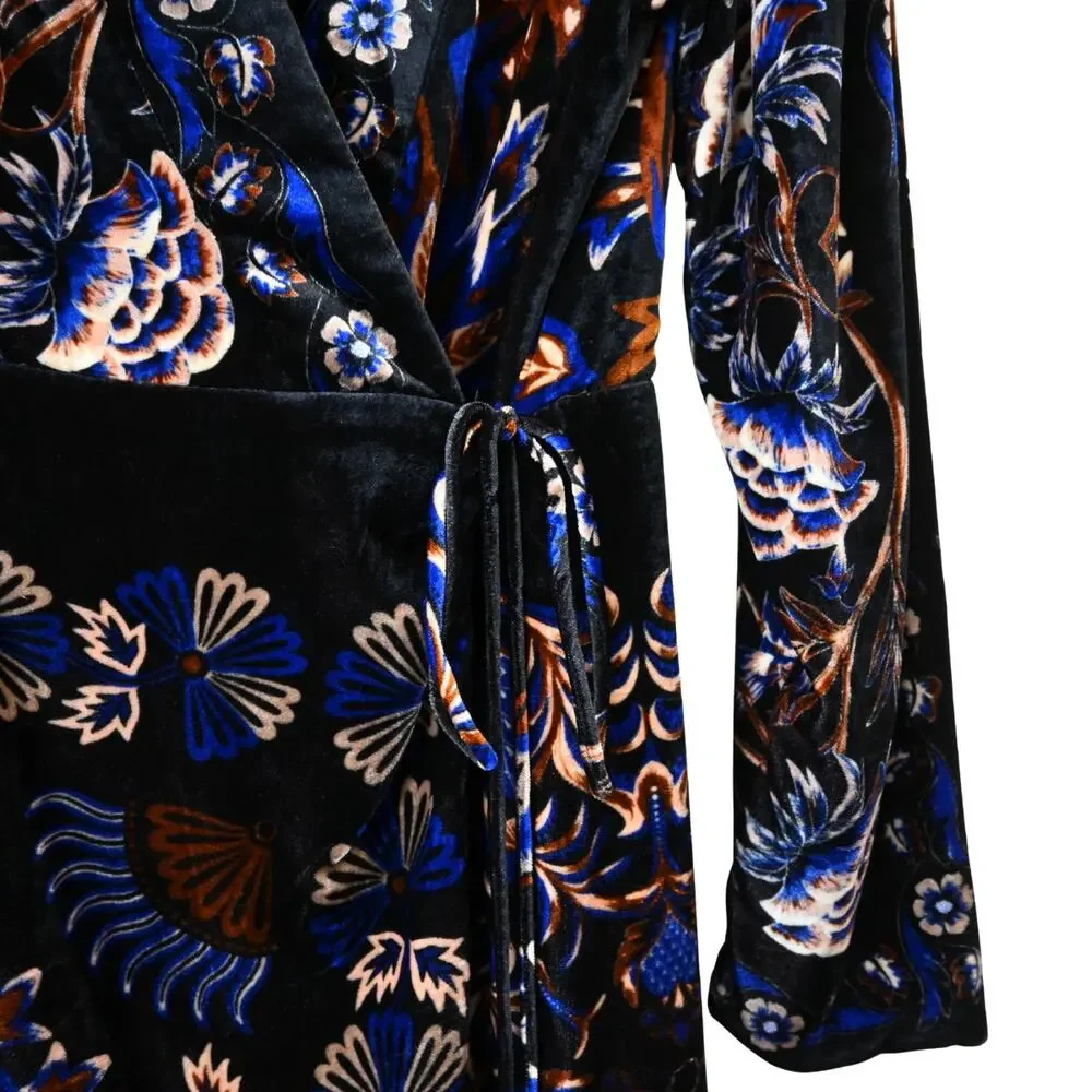 Farm Rio Arabesque Mix Scarves Wrap Velvet Mini Dress Size L - Picture 6 of 12